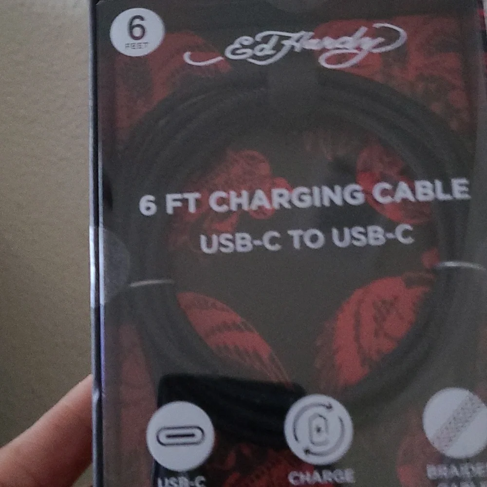 Ed Hardy Black 6 ft USB-C Charging Cable